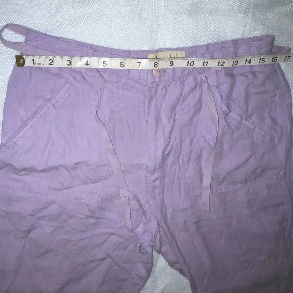 Linden Hill 100% Linen Purple Pastel Pants Relaxed Fit Cropped - Picture 11 of 12